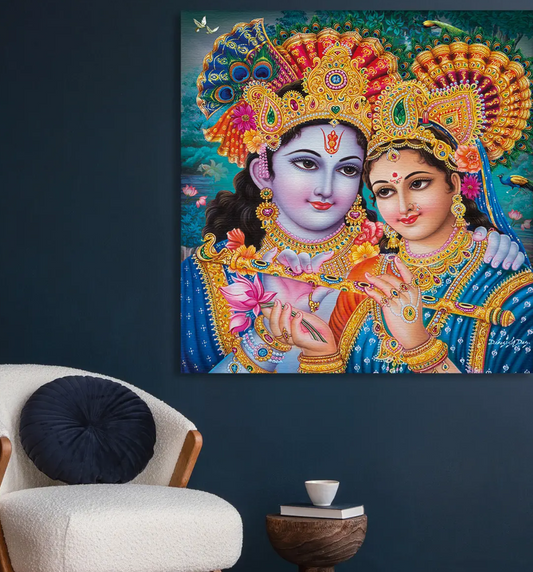 YF Beautiful Traditional Radha Krishna Canvas Painting