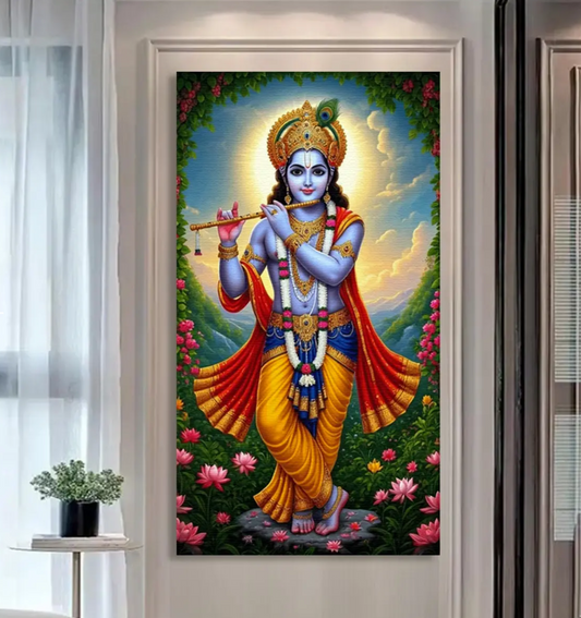 YF Divine Lord Krishna Beautiful Canvas Painting