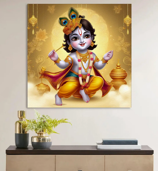 YF Glamorous Baby Krishna Canvas Painting
