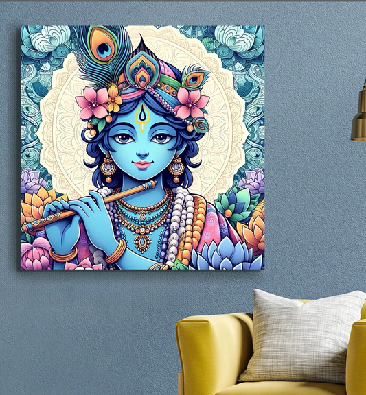 YF Graceful Lord Krishna Painting on Canvas