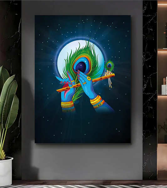 YF Krishna Ji Peacock Flute Painting