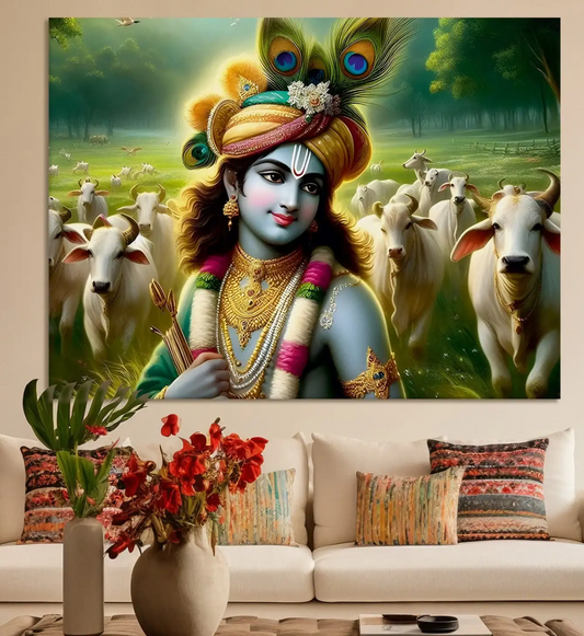 YF Mesmerising Lord Krishna Canvas Painting