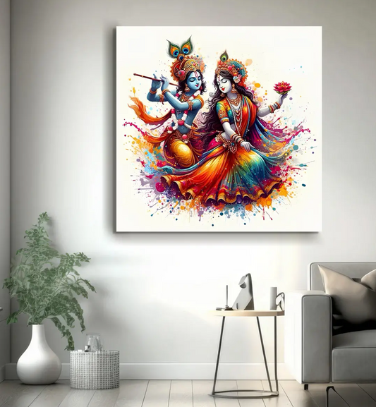 YF Modern Colourful Radha Krishna Painting