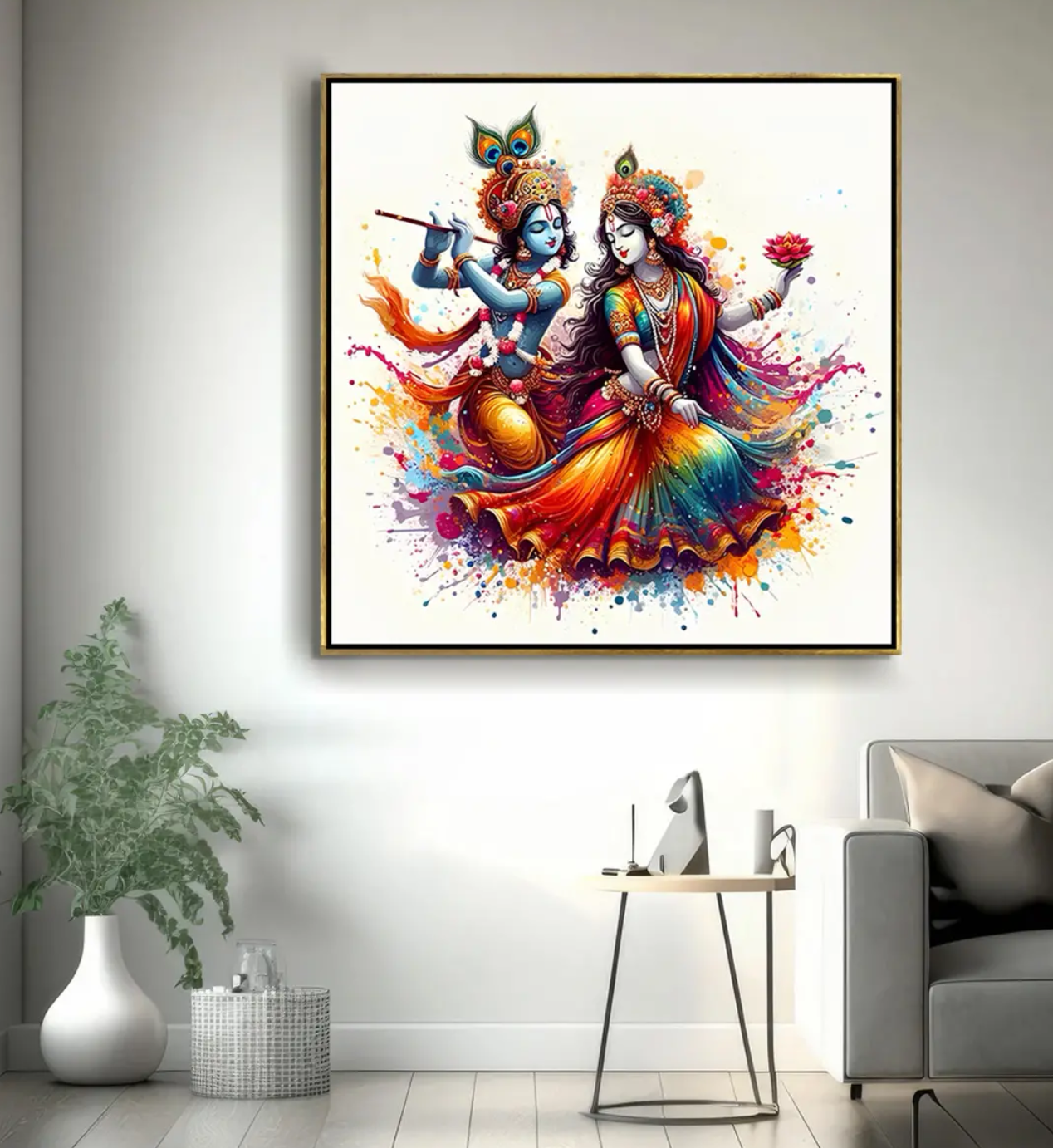 YF Modern Colourful Radha Krishna Painting