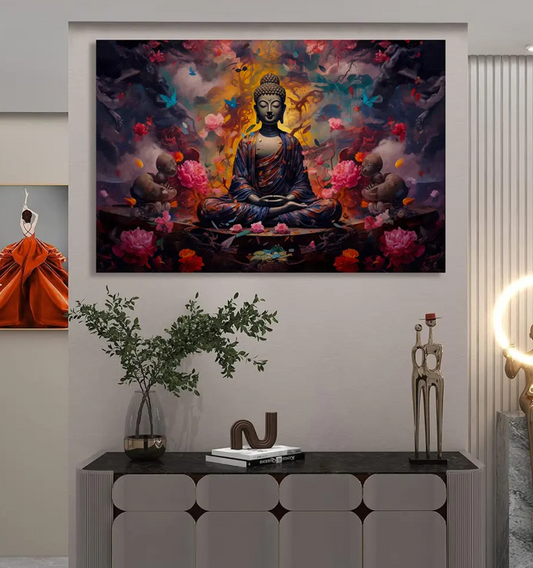 YF Mystic Aura Buddha Painting on Canvas for Decoration