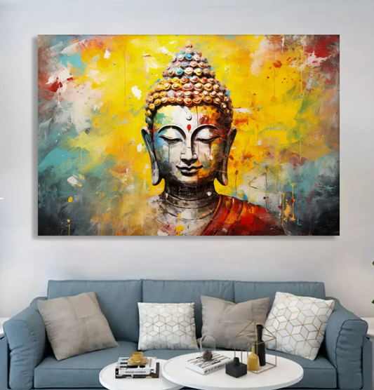 YF Rainbow Colourful Buddha Canvas Painting for Decoration