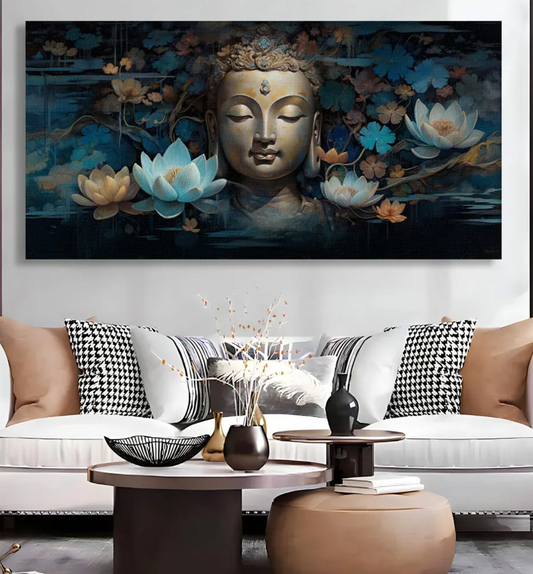 YF Serene Depth Meditating Buddha Painting on Canvas