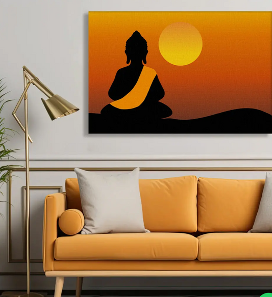 YF Sunrise Serenity Meditating Buddha Canvas Painting