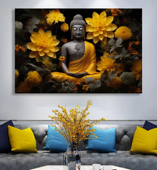 YF The Garden of Peace Buddha Painting on Canvas