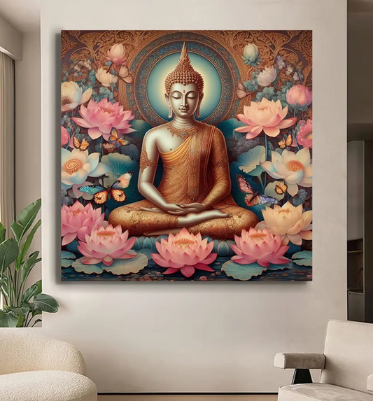 YF Tranquil Garden Buddha Canvas Painting
