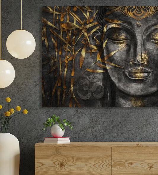 YF Unique Gold Texture Buddha Canvas Painting