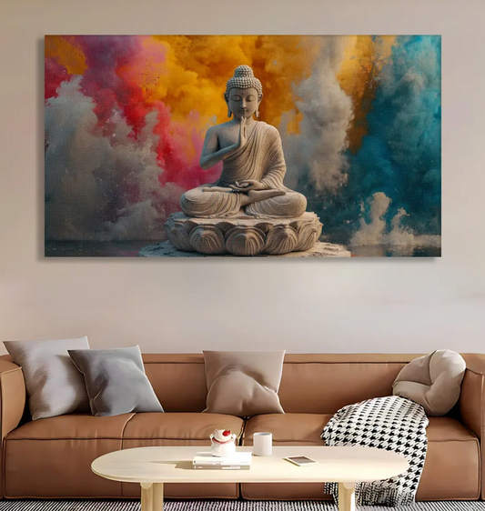 YF Colourful Clouds Buddha Canvas Painting