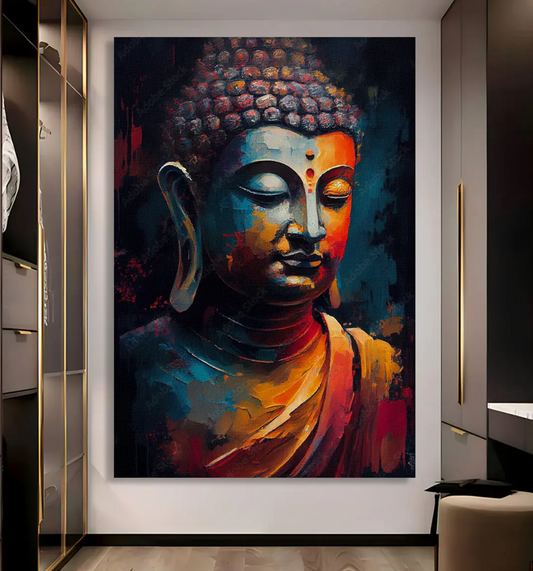 YF Colourful Gradient Buddha Canvas Painting