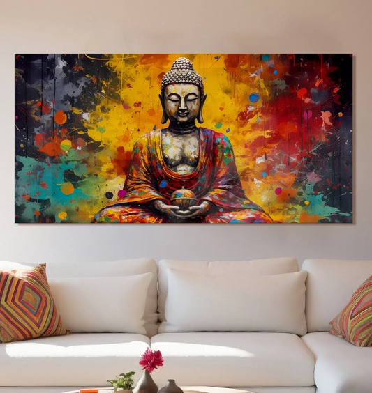 YF Elevated Colourful Buddha Canvas Painting