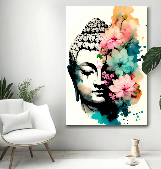 YF Floral Buddha Canvas Painting