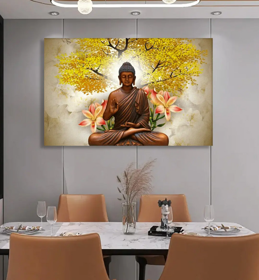 YF Meditating Buddha Under Tree of Life Painting