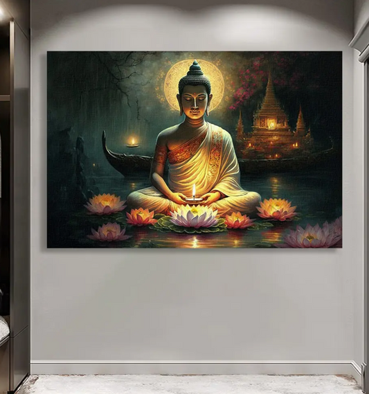 YF Majestic Divine Night Buddha Canvas Painting