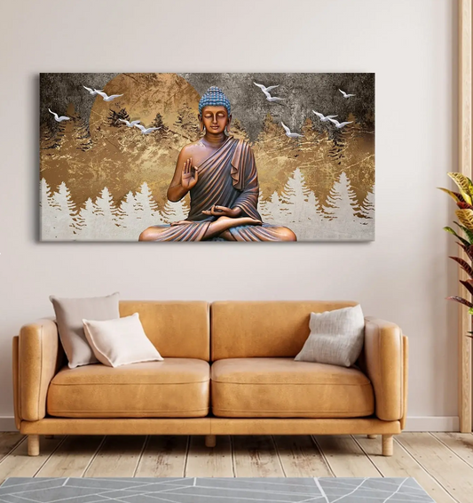 YF Golden Glitter Lord Buddha Painting
