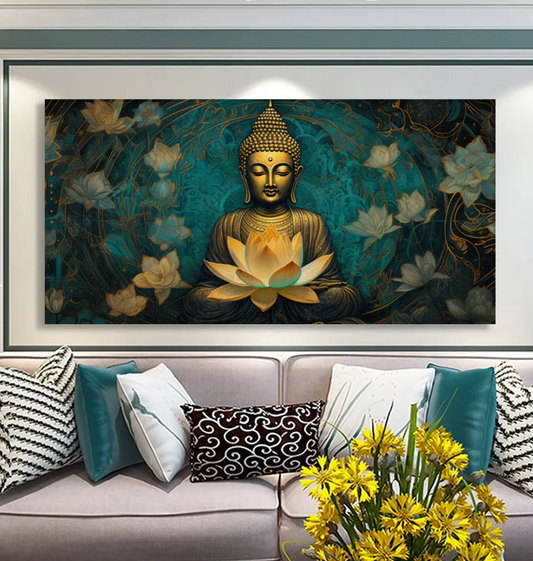 YF Golden Lotus Awakening Painting on Canvas