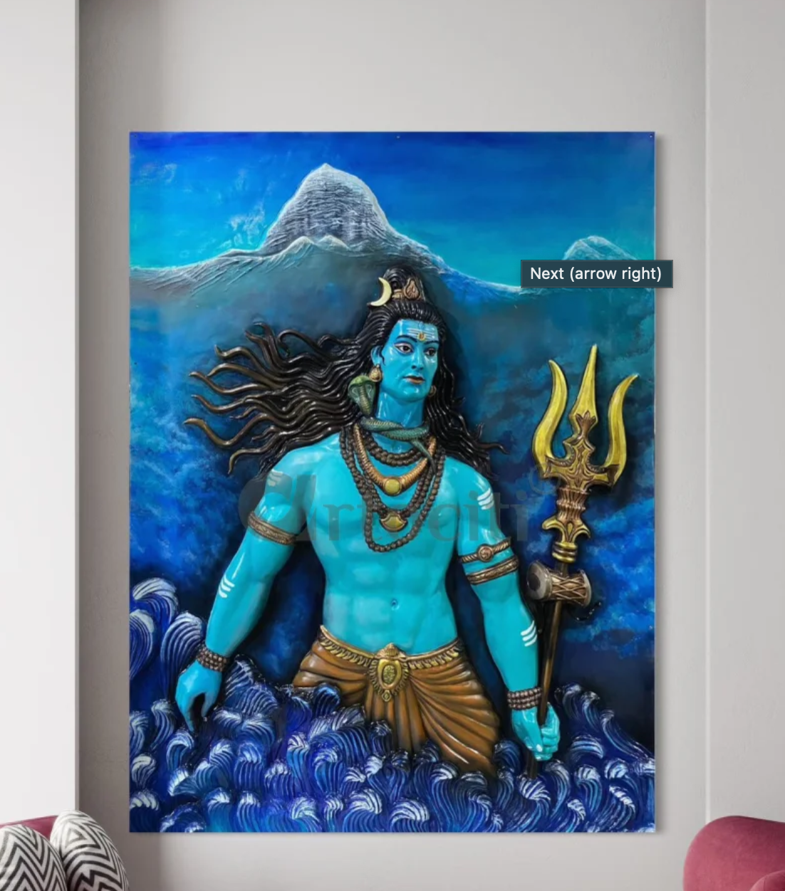 8X6 Feet Lord Shiva and Mount Kailash 3D Relief Mural Art
