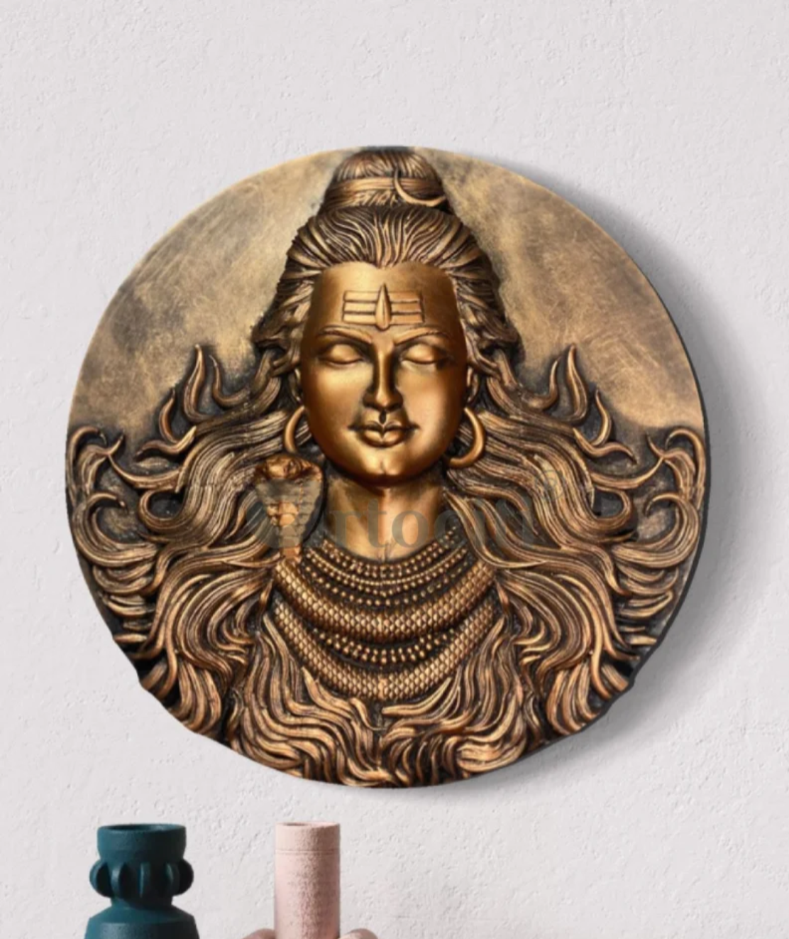 18X18 Inch Round Lord Shiva 3D Relief Mural Art