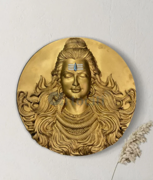 18X18 Inch Round Lord Shiva 3D Relief Mural Art