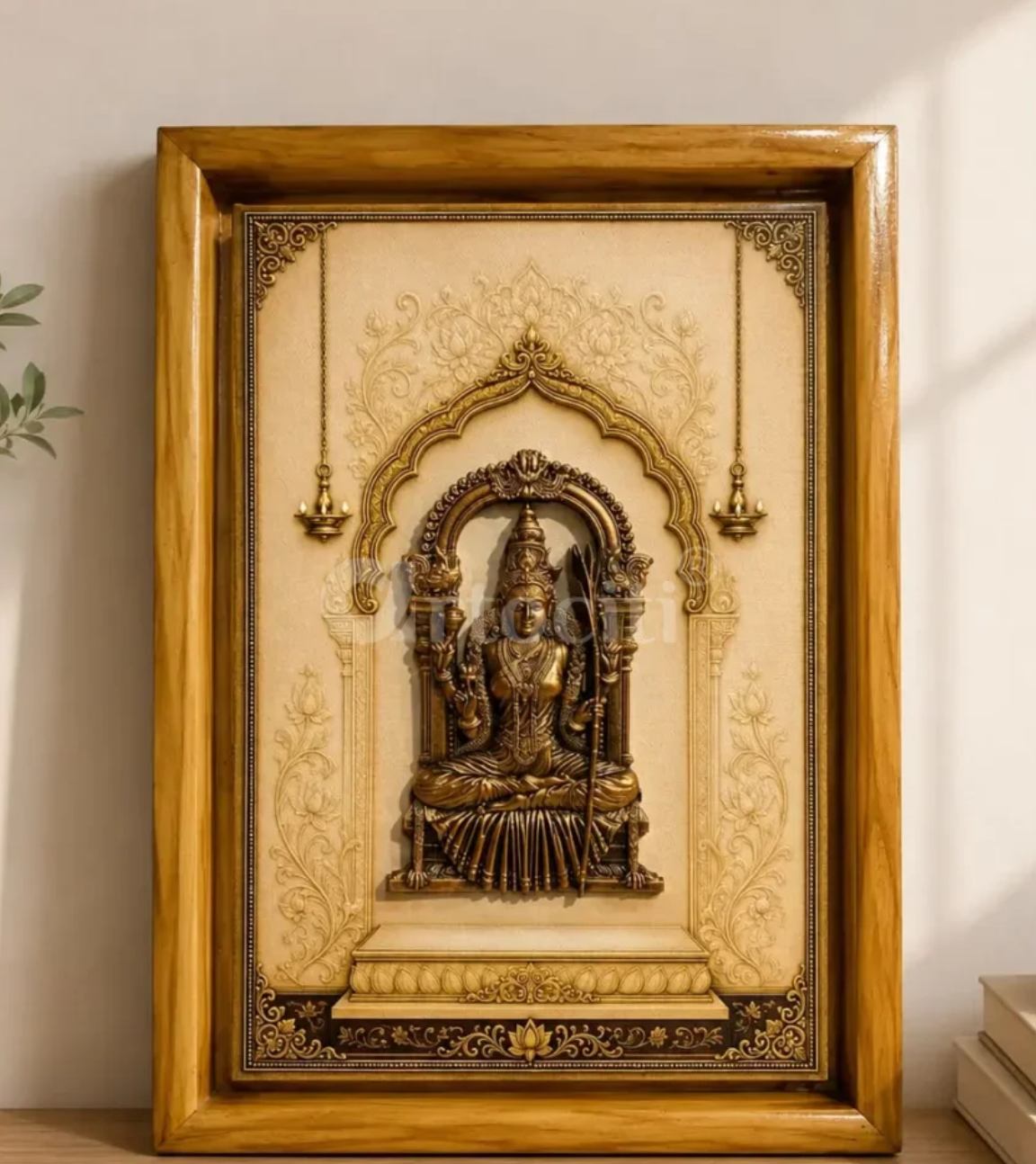 14X10 Inch Goddess Kamakshi Devi 3D Relief Mural Wall Hanging