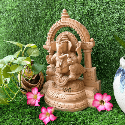 Small Wooden Ganesha Statue 12″