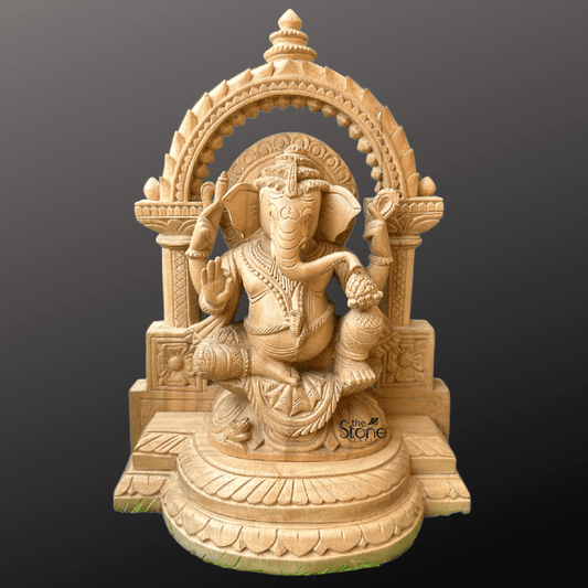 Small Wooden Ganesha Statue 12″