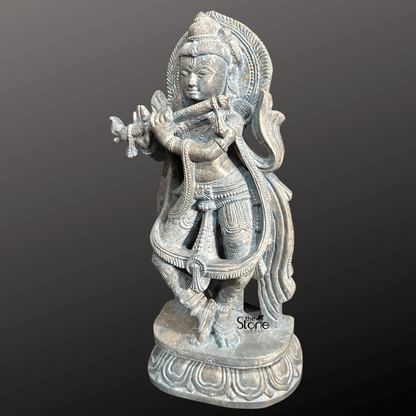 Krishna Moorti with Flute in Soap Stone 15″