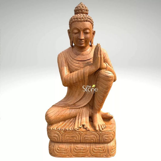 Stone Anjali Mudra Namaste Buddha Statue 6ft