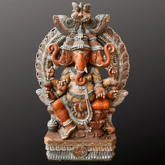Tri-Mukha Ganesha Statue 3ft
