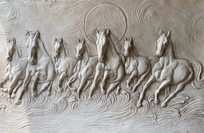 The 7 Horses 3D Relief Wall Mural