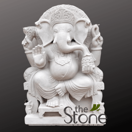 White Ganesh Murti 3′
