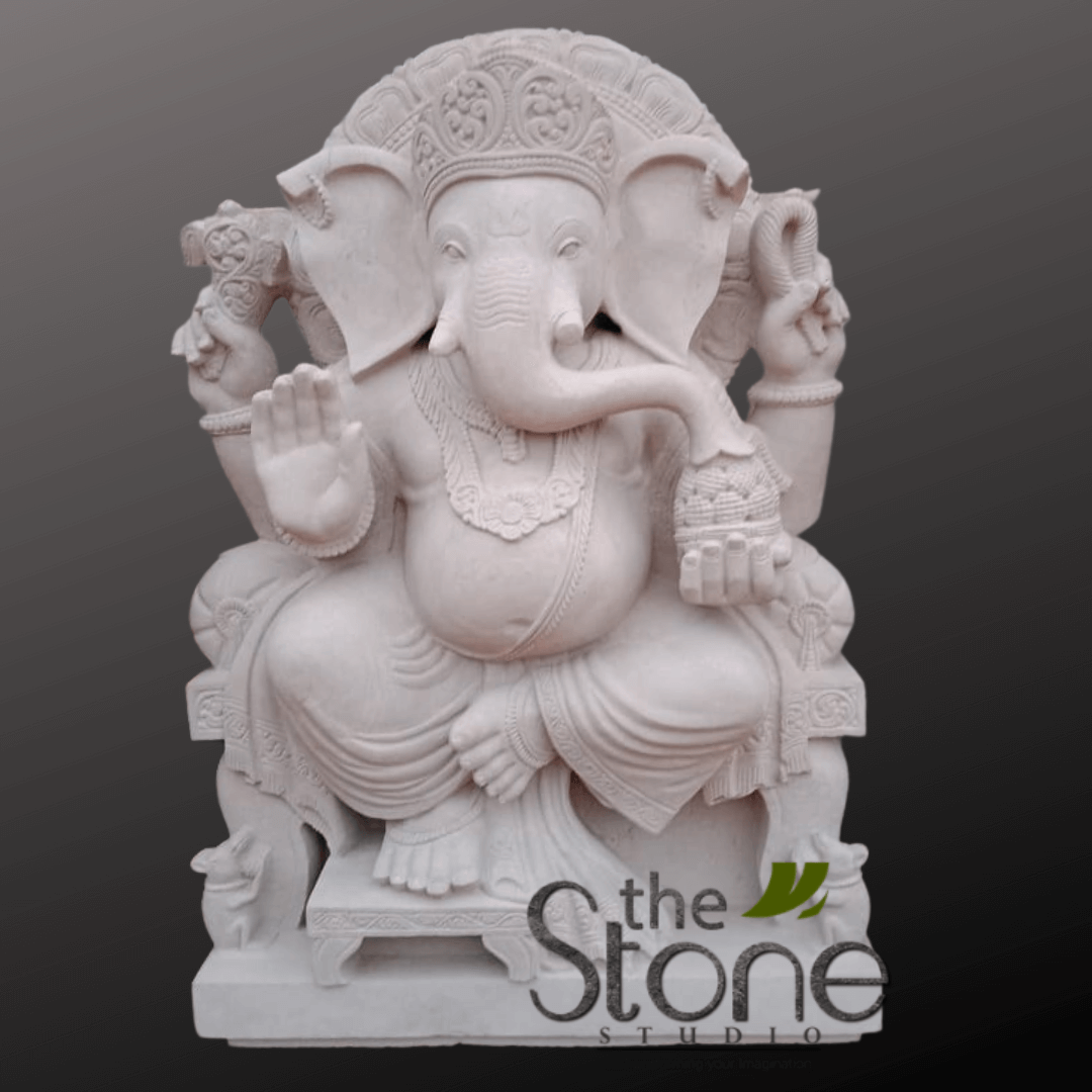 White Ganesh Murti 3′
