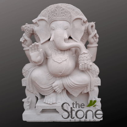 White Ganesh Murti 3′