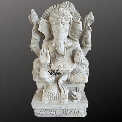 White Sandstone Ganesha Statue 2.5ft
