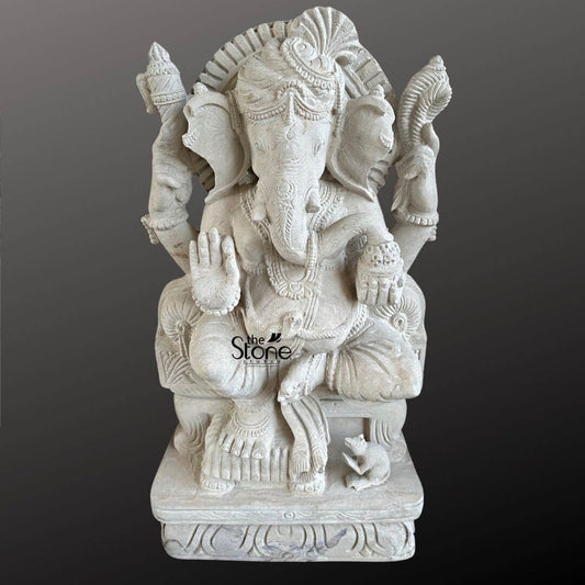 White Sandstone Ganesha Statue 2.5ft