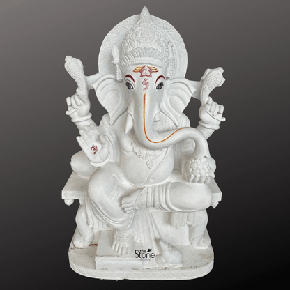 White Stone Ganesha Statue 4ft