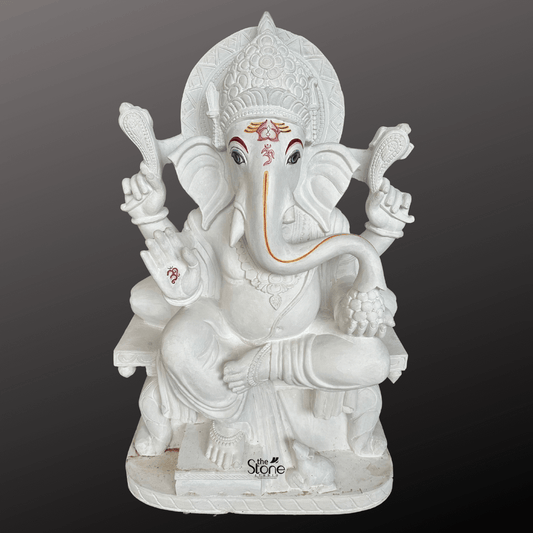 White Stone Ganesha Statue 4ft