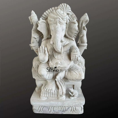 White Sandstone Ganesha Statue 2.5ft