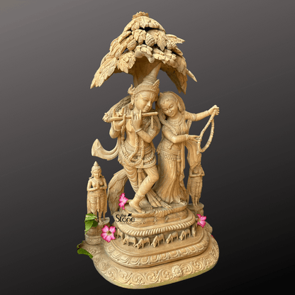 Wooden Radha Krishna Statue 32″