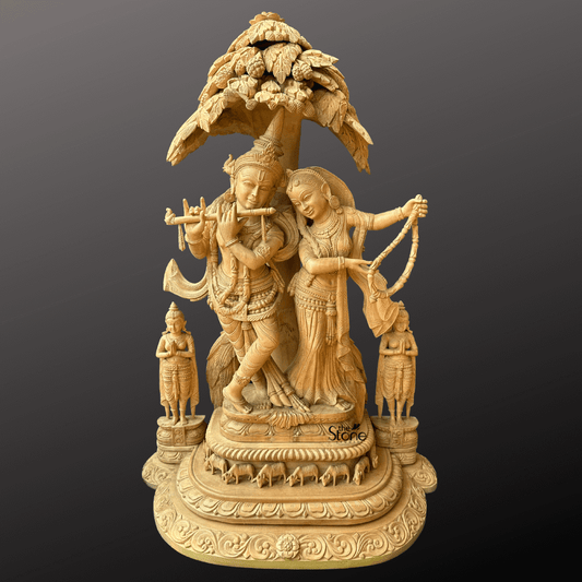 Wooden Radha Krishna Statue 32″