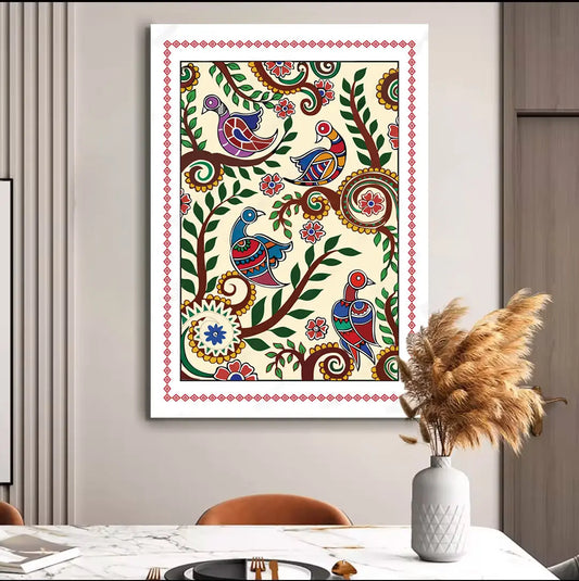 YF Traditional Birds Madhubani Painting