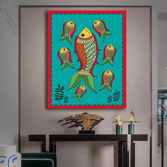 YF Oceanic Fish Madhubani Painting