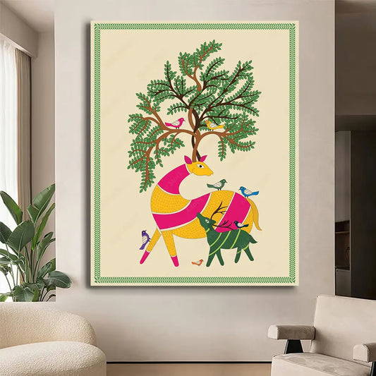 YF Indian Wildlife Artwork Madhubani Painting