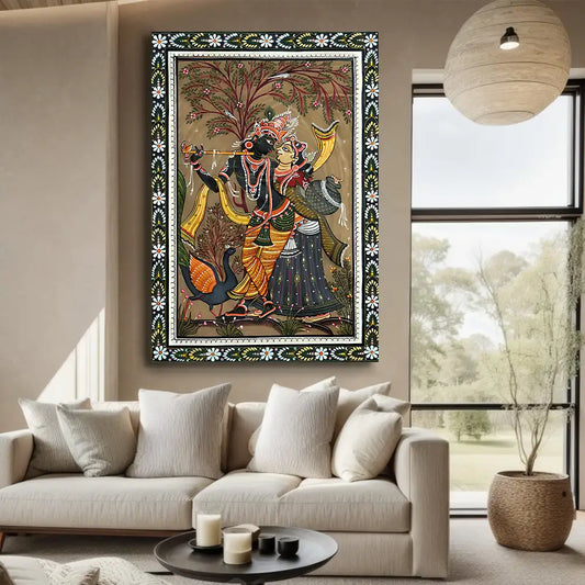YF Traditional Ethnic Radha Krishna Madhubani Painting