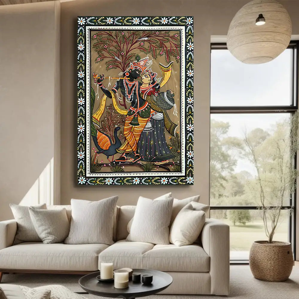 YF Traditional Ethnic Radha Krishna Madhubani Painting