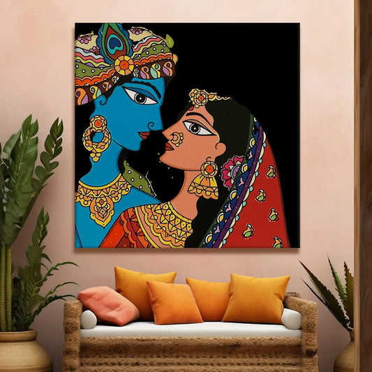 YF Radha Krishna Ethnic Madhubani Painting