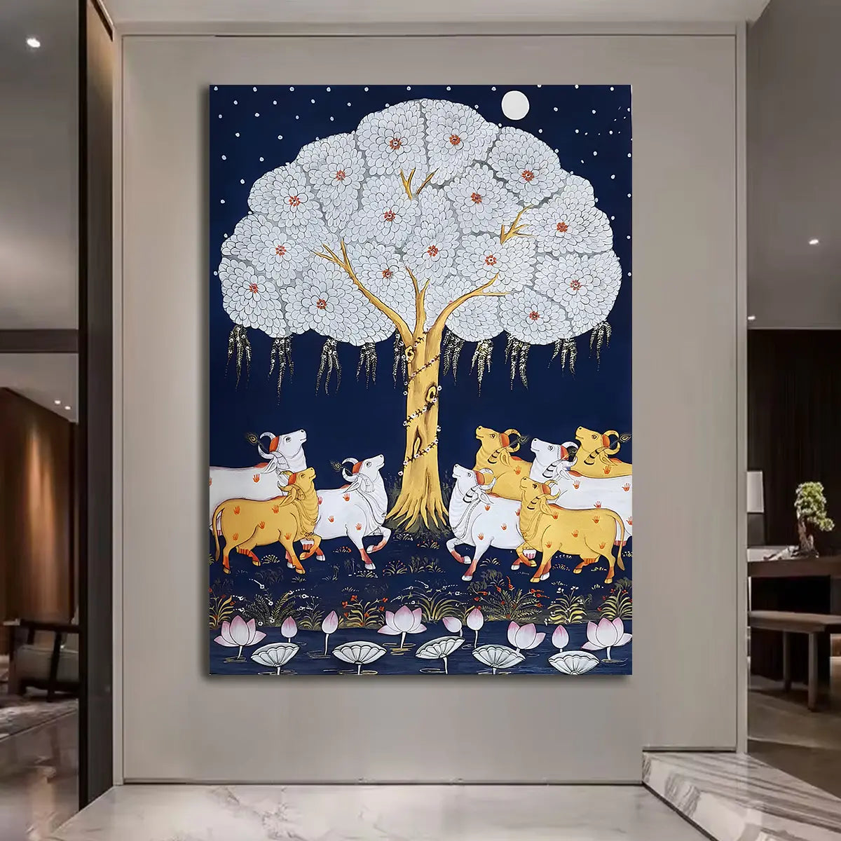 YF Majestic Tree with Cows Pichwai Painting